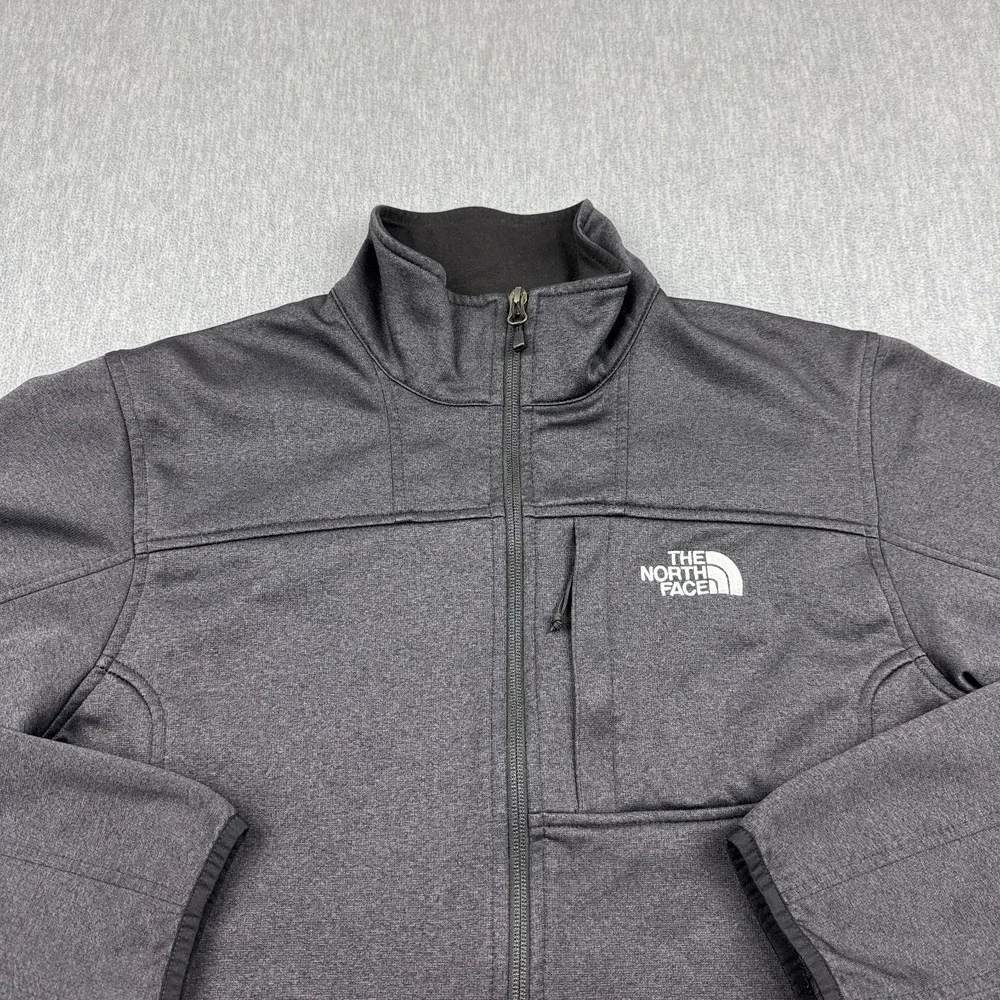 The North Face Jacket Mens Large Gray Full Zip Fleece Hiking Outdoor Mock Neck